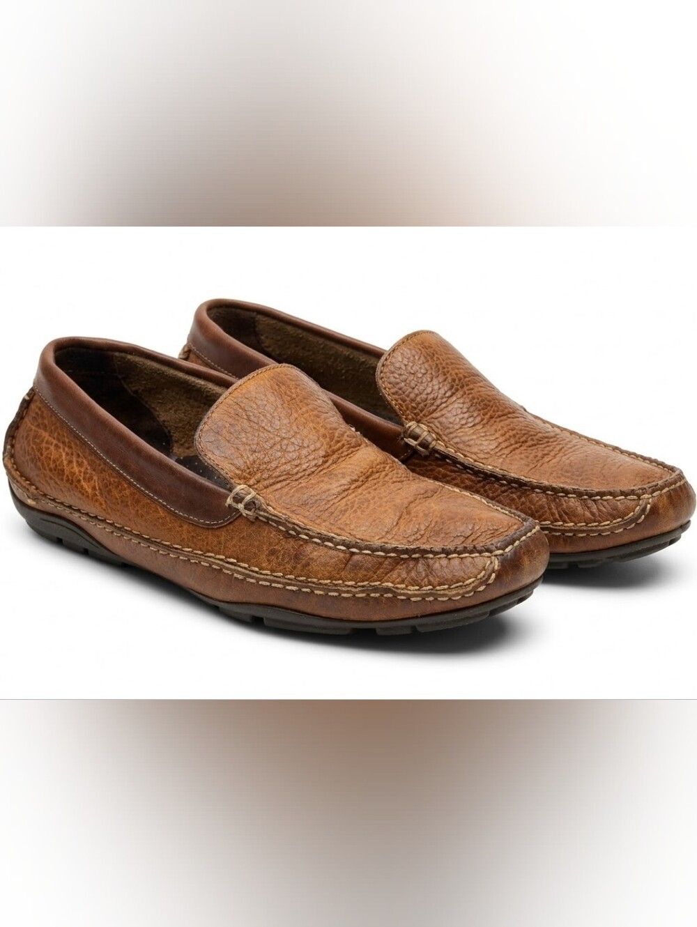 L.L. Bean Men's Brown Pebbled Leather Driving Moccasins Loafers Size 10 D